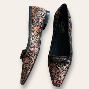 Chic Satin Brocade Talbots flats size 8B women’s ballet flats loafers black